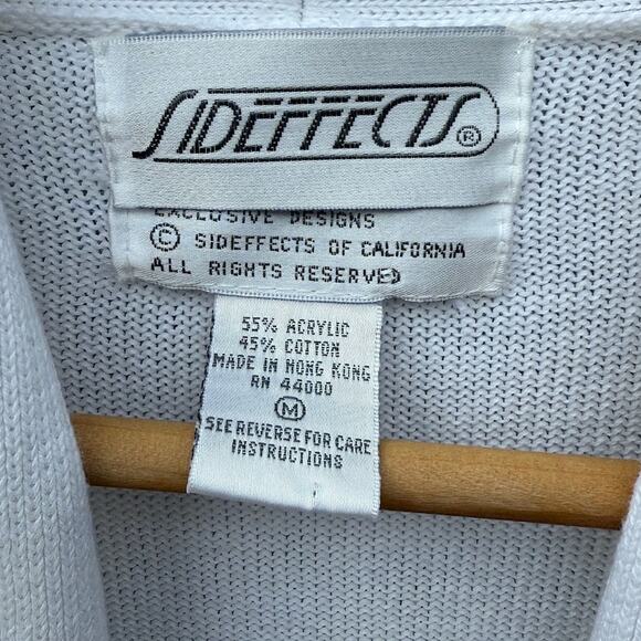 Vintage White Side Effects Cardigan pocket sweater Size Medium - Picture 3 of 7